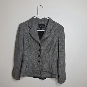 Etcetera Women's Black and White Checkered Peplum Blazer Size 6